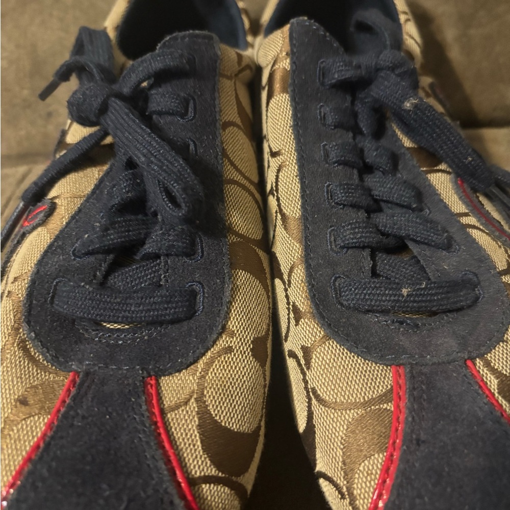 Coach Tan and Blue Sneakers with Sporty Design - Picture 2 of 7